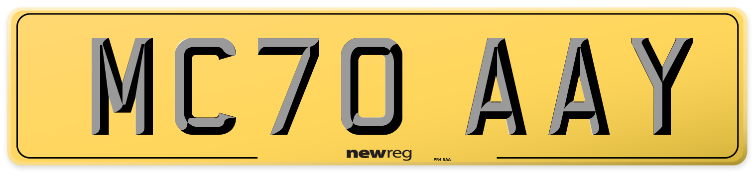 MC70 AAY Rear Number Plate