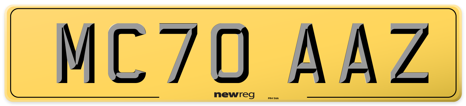 MC70 AAZ Rear Number Plate