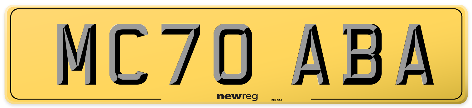 MC70 ABA Rear Number Plate