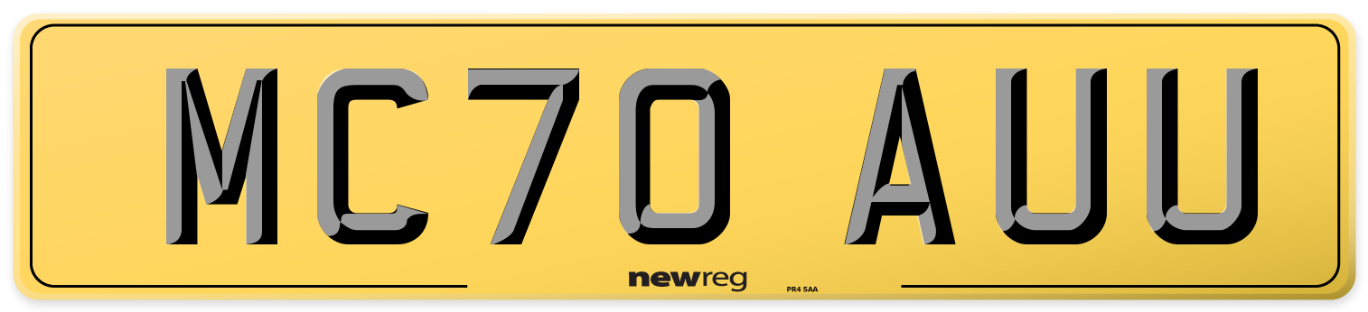 MC70 AUU Rear Number Plate
