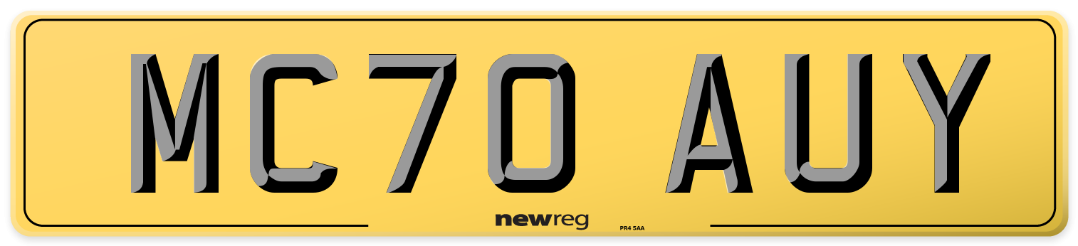 MC70 AUY Rear Number Plate