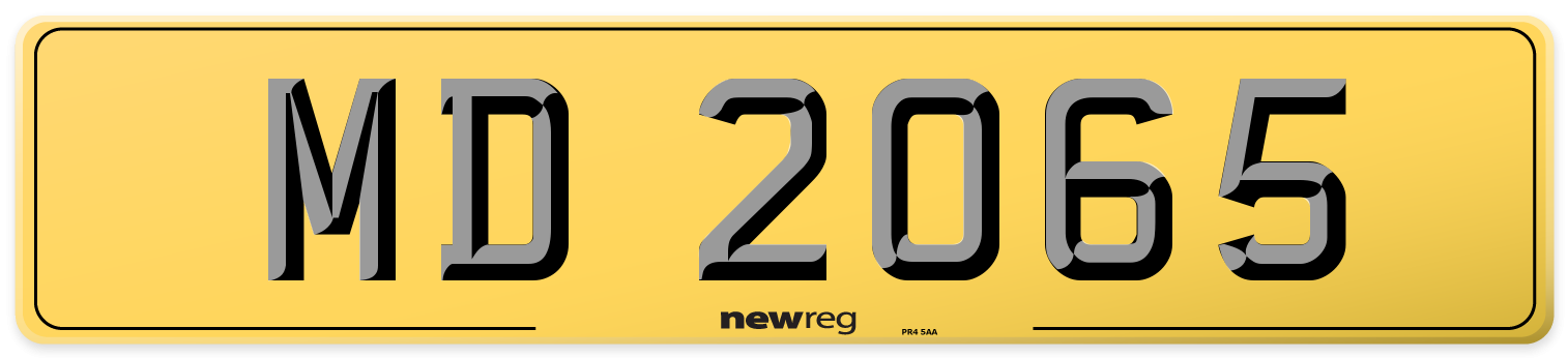 MD 2065 Rear Number Plate