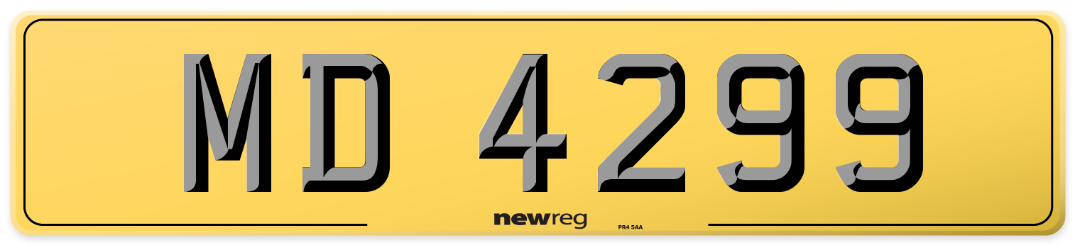 MD 4299 Rear Number Plate