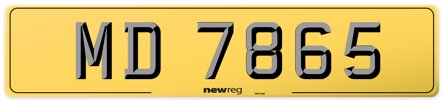 MD 7865 Rear Number Plate