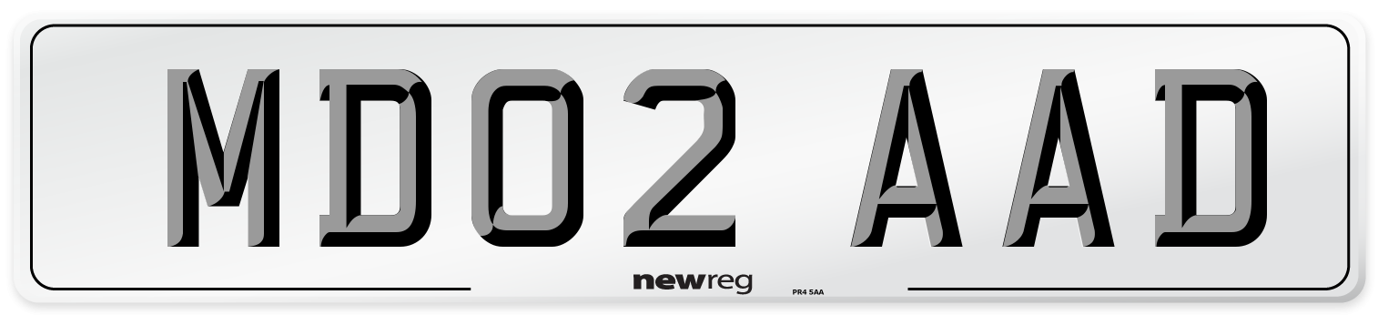 MD02 AAD Front Number Plate