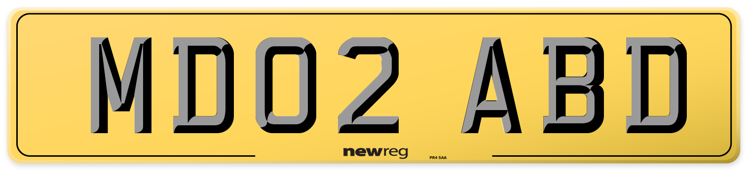 MD02 ABD Rear Number Plate