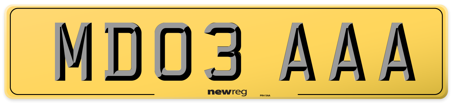 MD03 AAA Rear Number Plate