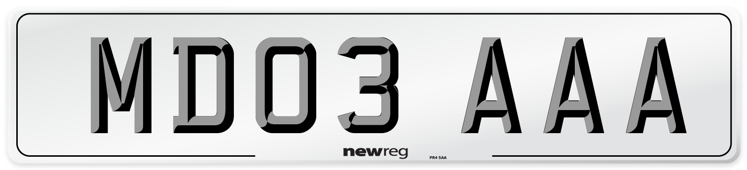MD03 AAA Front Number Plate