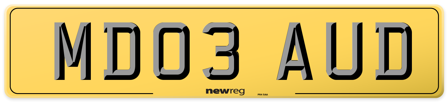 MD03 AUD Rear Number Plate