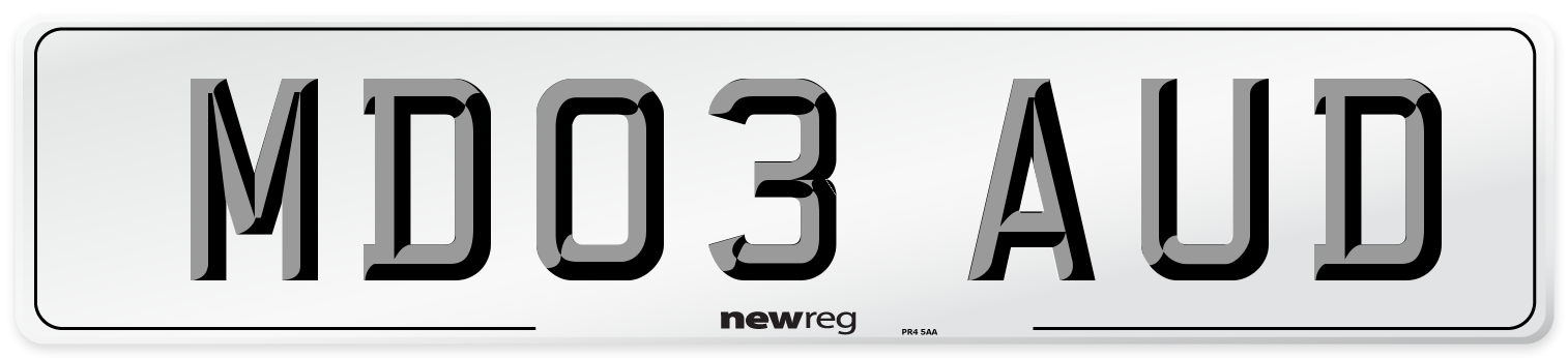 MD03 AUD Front Number Plate