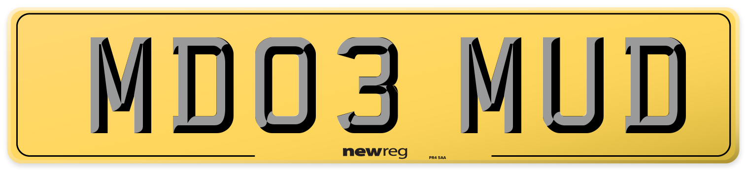 MD03 MUD Rear Number Plate