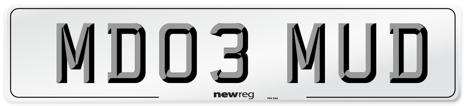 MD03 MUD Front Number Plate