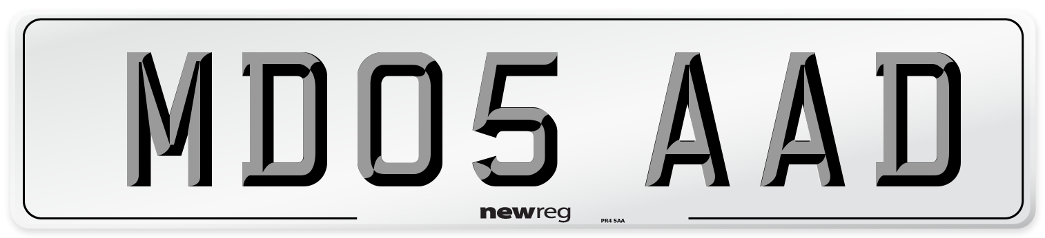 MD05 AAD Front Number Plate