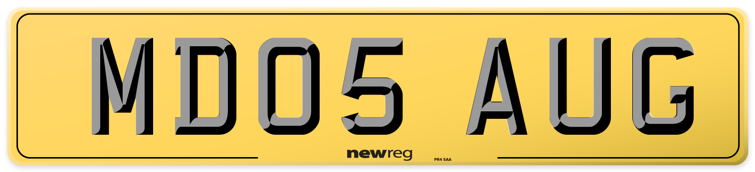 MD05 AUG Rear Number Plate