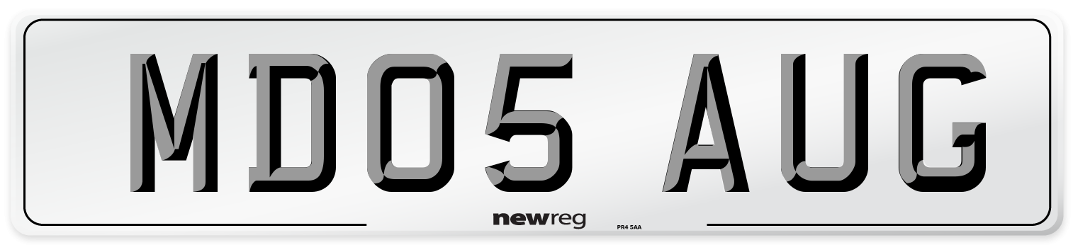 MD05 AUG Front Number Plate