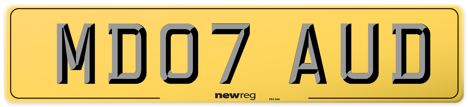 MD07 AUD Rear Number Plate