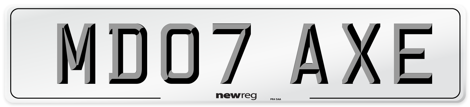 MD07 AXE Front Number Plate