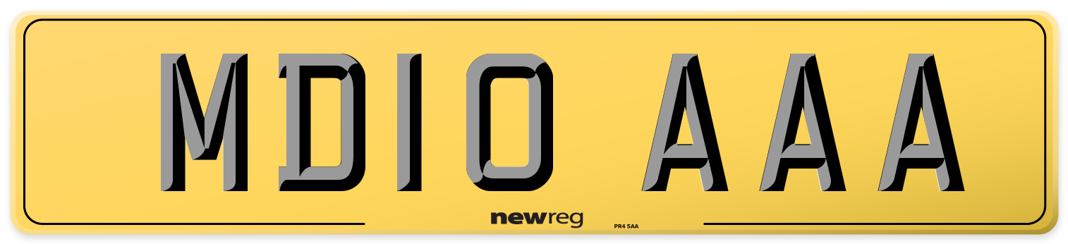 MD10 AAA Rear Number Plate