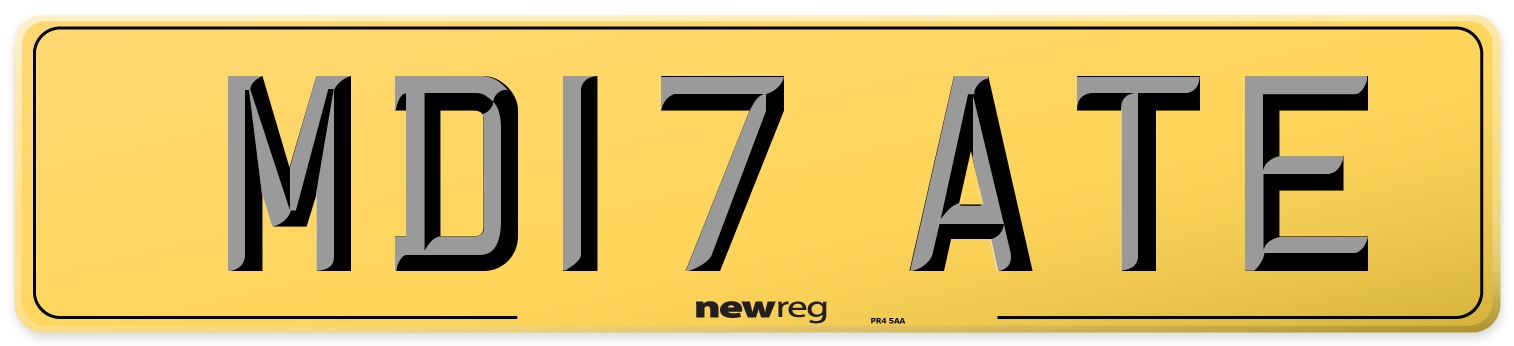 MD17 ATE Rear Number Plate