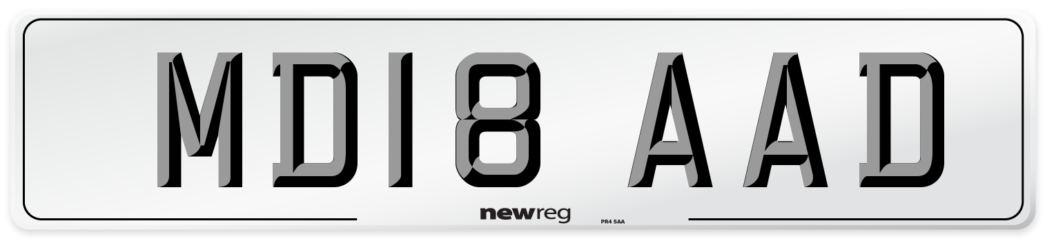 MD18 AAD Front Number Plate