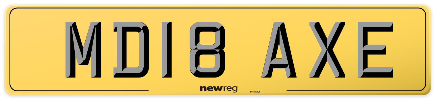 MD18 AXE Rear Number Plate