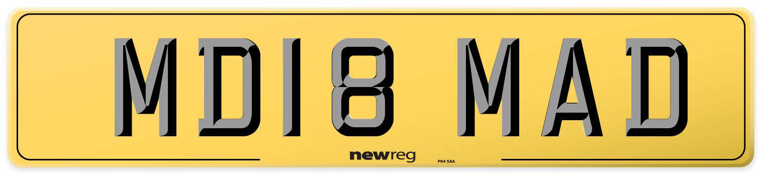 MD18 MAD Rear Number Plate