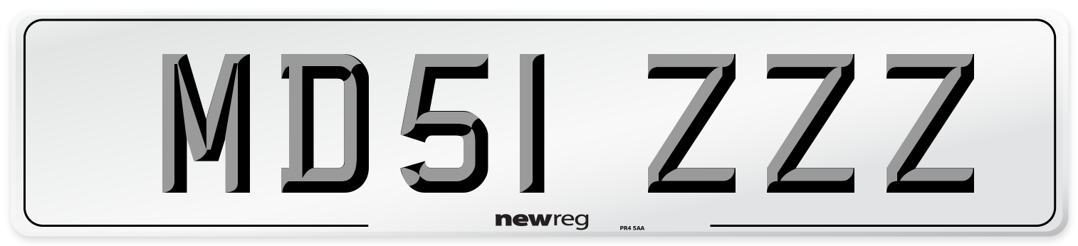 MD51 ZZZ Front Number Plate