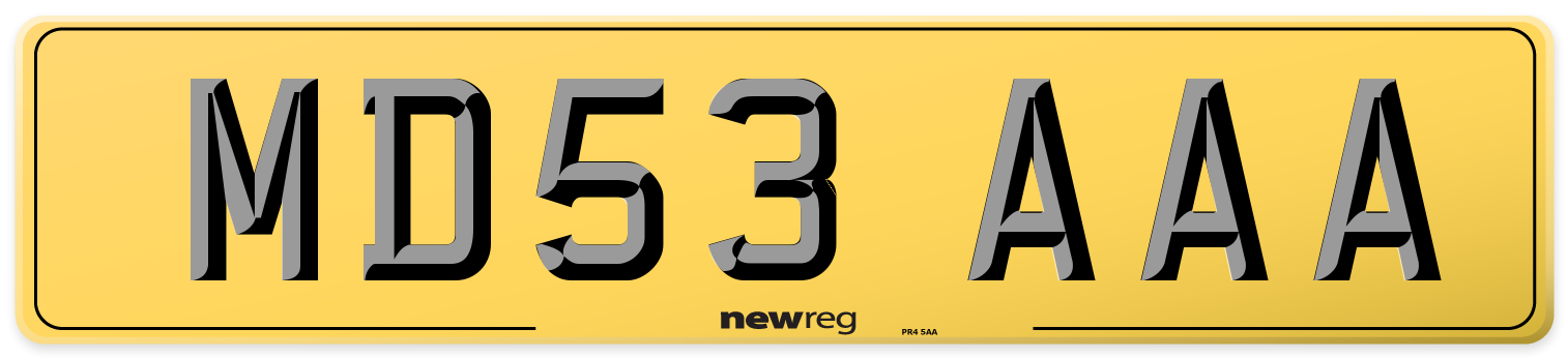 MD53 AAA Rear Number Plate