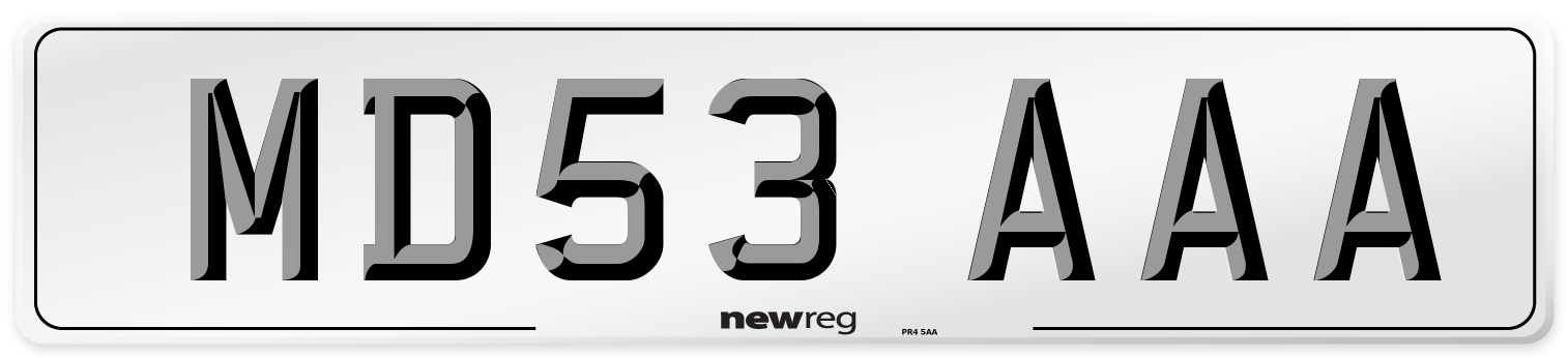MD53 AAA Front Number Plate
