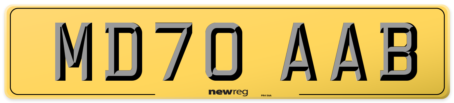 MD70 AAB Rear Number Plate