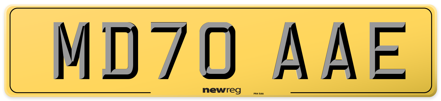 MD70 AAE Rear Number Plate