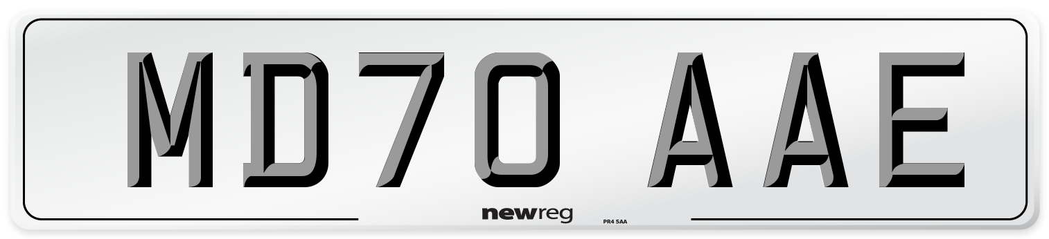 MD70 AAE Front Number Plate