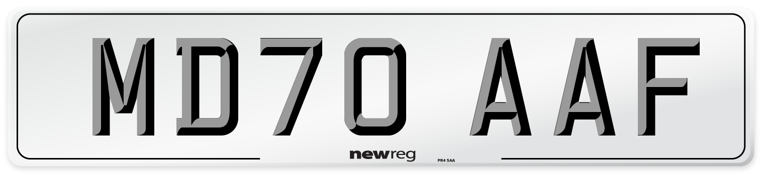MD70 AAF Front Number Plate