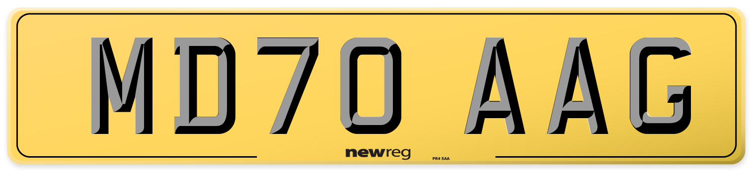 MD70 AAG Rear Number Plate