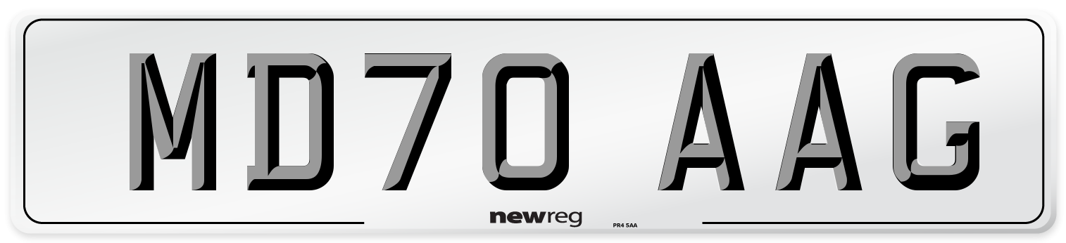 MD70 AAG Front Number Plate