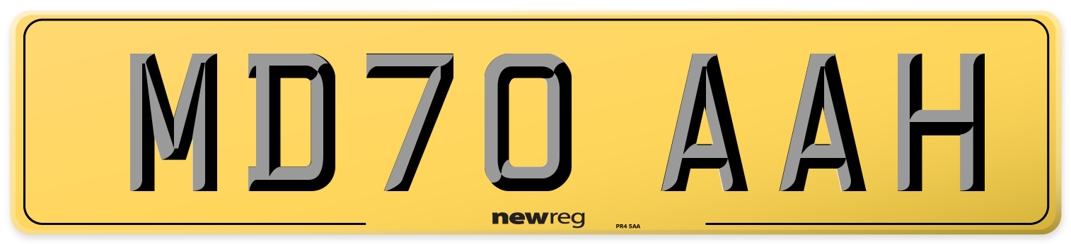 MD70 AAH Rear Number Plate