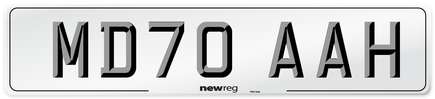 MD70 AAH Front Number Plate