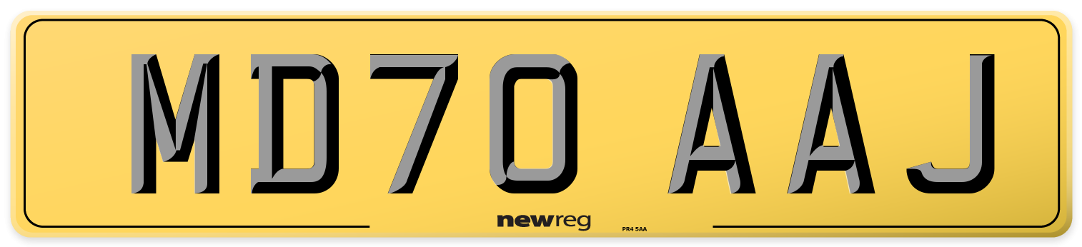 MD70 AAJ Rear Number Plate