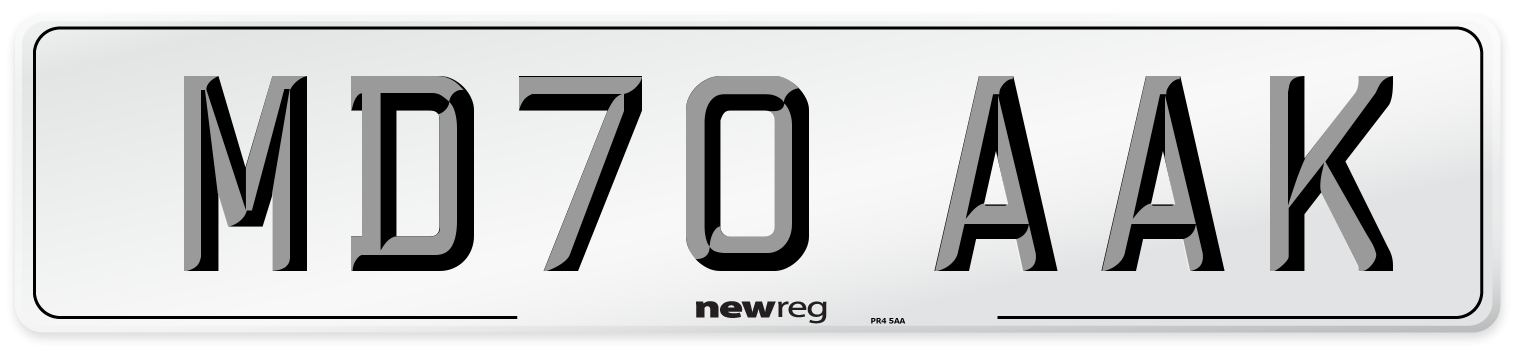 MD70 AAK Front Number Plate