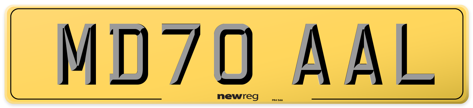 MD70 AAL Rear Number Plate