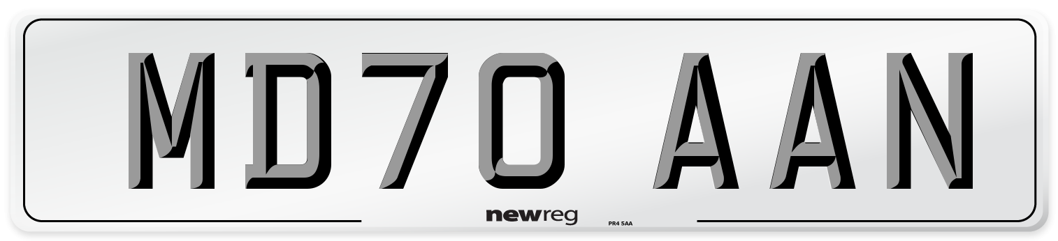 MD70 AAN Front Number Plate