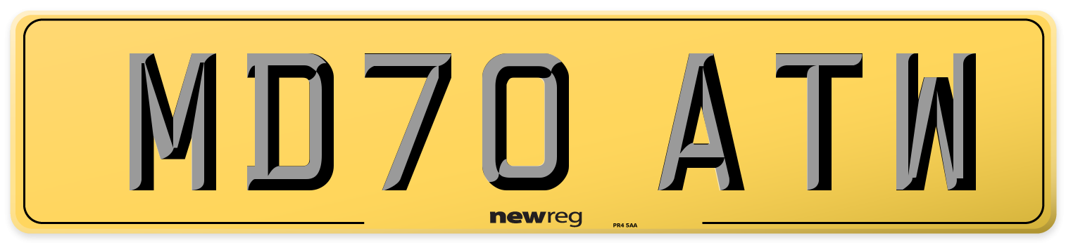 MD70 ATW Rear Number Plate