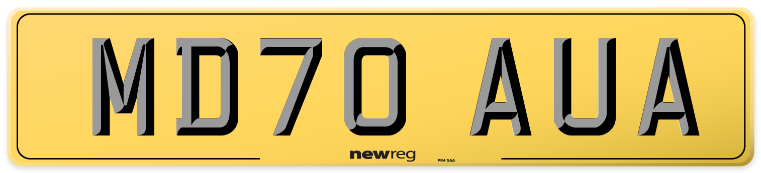 MD70 AUA Rear Number Plate