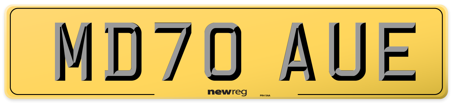 MD70 AUE Rear Number Plate