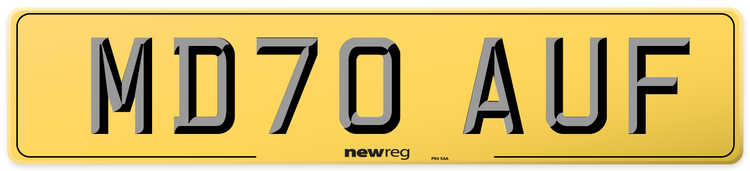 MD70 AUF Rear Number Plate