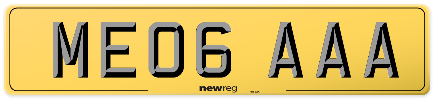 ME06 AAA Rear Number Plate
