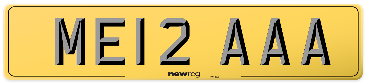 ME12 AAA Rear Number Plate
