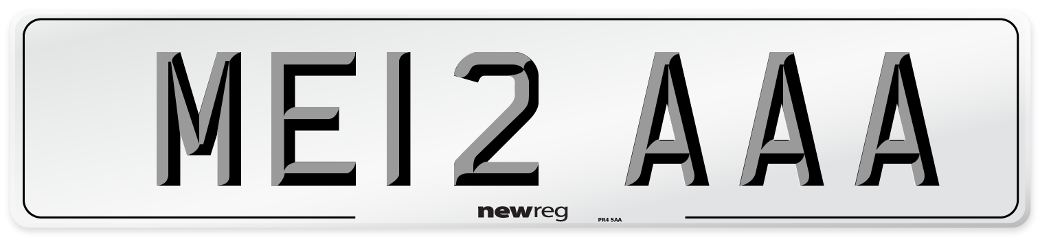 ME12 AAA Front Number Plate