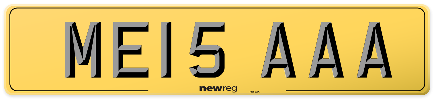 ME15 AAA Rear Number Plate