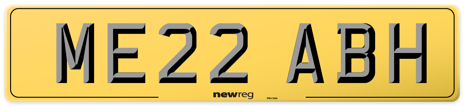 ME22 ABH Rear Number Plate